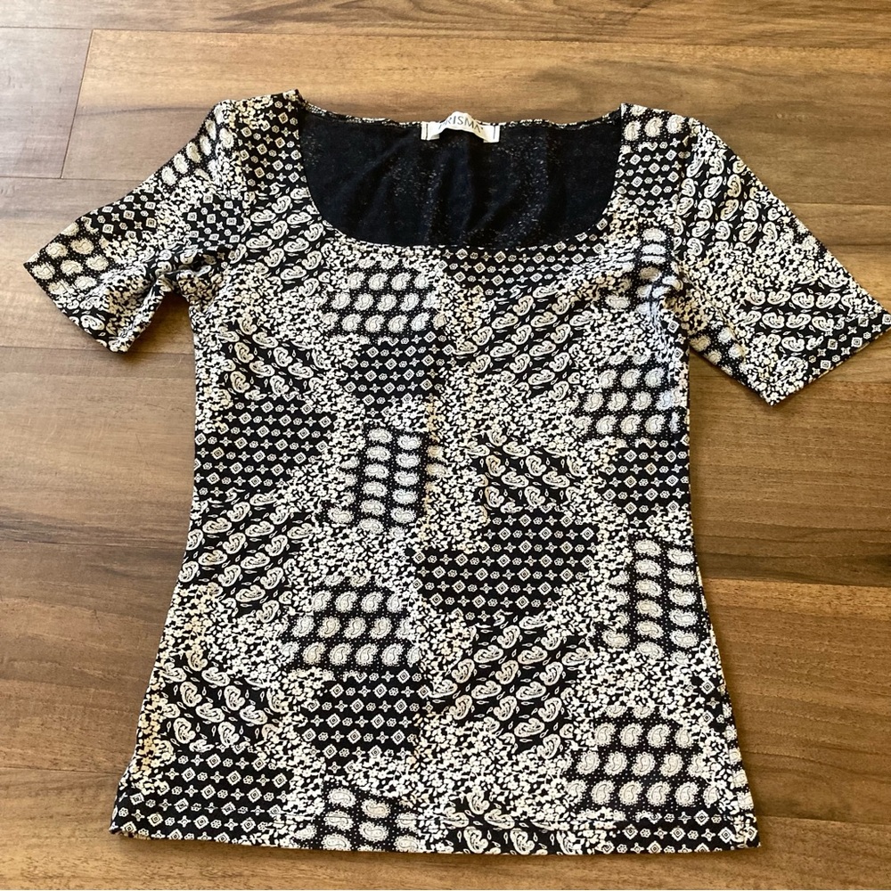 Vintage “Prism” Cotton Floral Abstract Top Whimsigoth Grunge